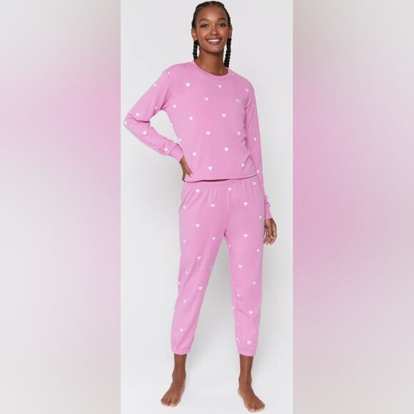Spiritual Gangster Sweatshirt Set XS Hearts Vintage Terry Pink Pants Sweater - Picture 14 of 14